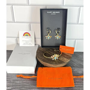 Kurt Geiger London Rainbow Crystal Evil Eye Cuff Bracelet & Drop Huggie Earrings